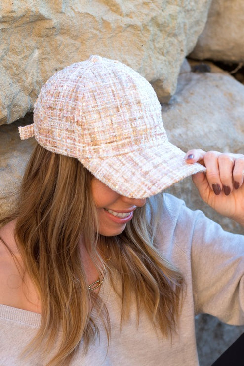 Chic Trendy Fashion Tweed Sparkle Weave Baseball Ball Cap Hat
