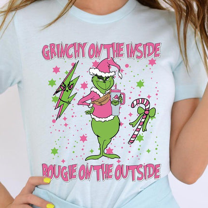 Grinchy & Bougie Christmas Holiday Unisex Short Sleeve Graphic Tee T-Shirt