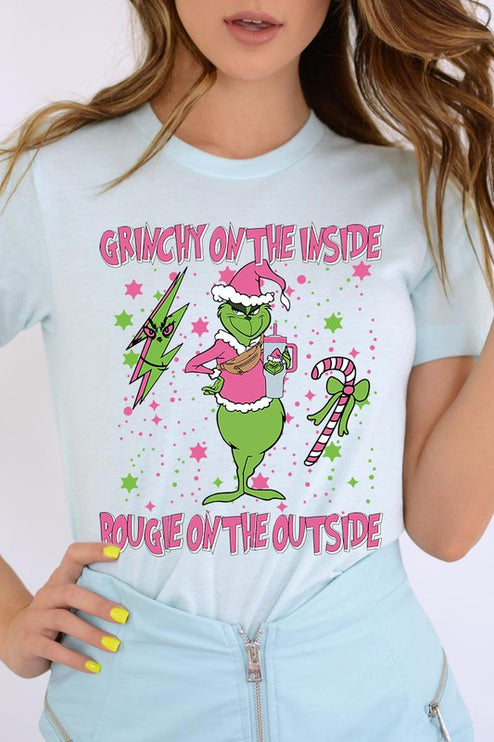 Grinchy & Bougie Christmas Holiday Unisex Short Sleeve Graphic Tee T-Shirt - Accessoriesforever