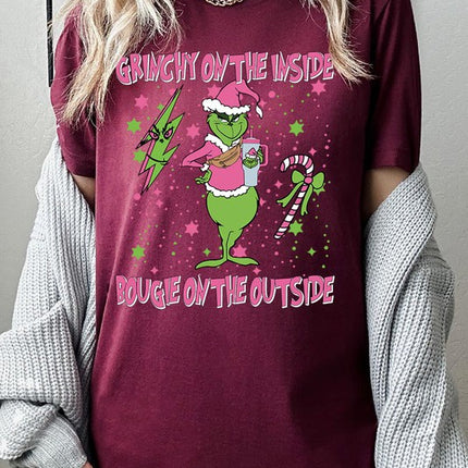 Grinchy & Bougie Christmas Holiday Unisex Short Sleeve Graphic Tee T-Shirt