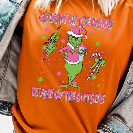 Grinchy & Bougie Christmas Holiday Unisex Short Sleeve Graphic Tee T-Shirt