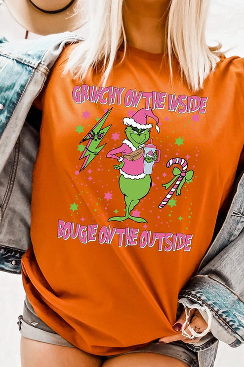 Grinchy & Bougie Christmas Holiday Unisex Short Sleeve Graphic Tee T-Shirt - Accessoriesforever