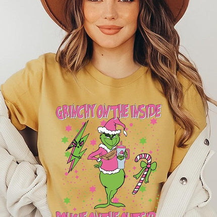 Grinchy & Bougie Christmas Holiday Unisex Short Sleeve Graphic Tee T-Shirt