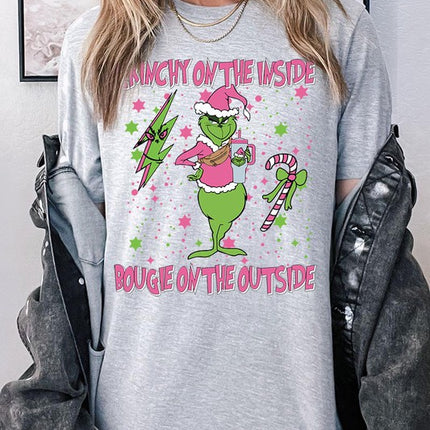 Grinchy & Bougie Christmas Holiday Unisex Short Sleeve Graphic Tee T-Shirt