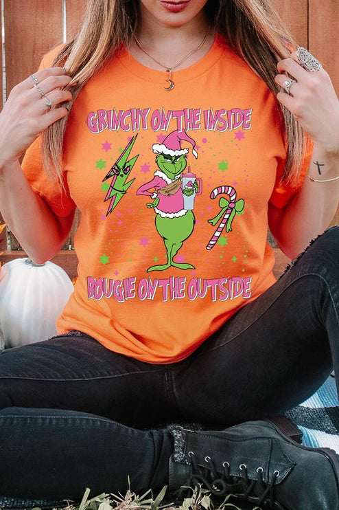 Grinchy & Bougie Christmas Holiday Unisex Short Sleeve Graphic Tee T-Shirt - Accessoriesforever