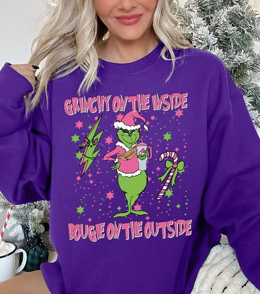 Grinchy & Bougie Christmas Holiday Unisex Long Sleeve Graphic Sweatshirt - Accessoriesforever