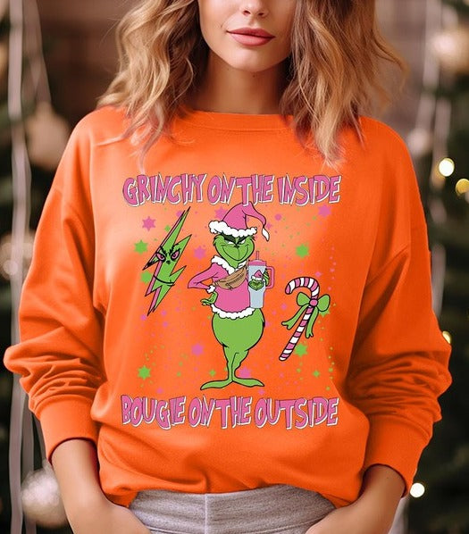 Grinchy & Bougie Christmas Holiday Unisex Long Sleeve Graphic Sweatshirt - Accessoriesforever