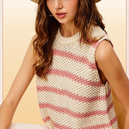 Classy Chunky Stripe Sleeveless Fashion Sweater Vest Top
