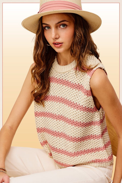 Classy Chunky Stripe Sleeveless Fashion Sweater Vest Top