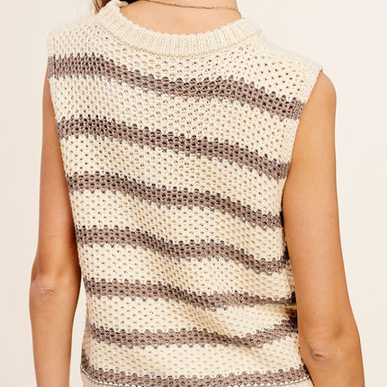 Classy Chunky Stripe Sleeveless Fashion Sweater Vest Top