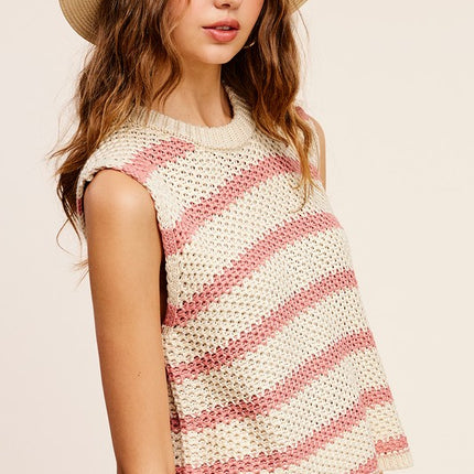 Classy Chunky Stripe Sleeveless Fashion Sweater Vest Top