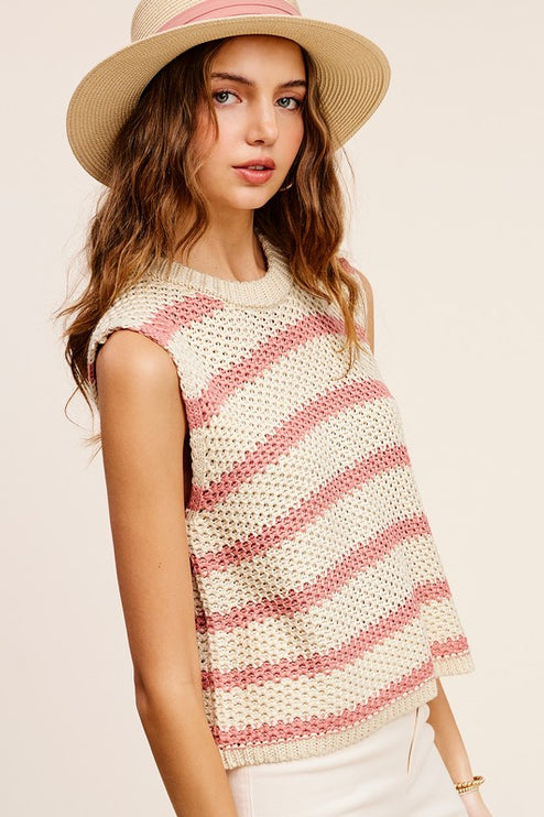Classy Chunky Stripe Sleeveless Fashion Sweater Vest Top