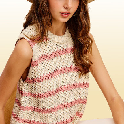 Classy Chunky Stripe Sleeveless Fashion Sweater Vest Top