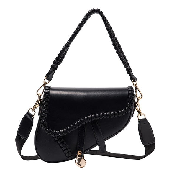 Chic Saddle Crossbody Handbag with Elegant Stitch Detail - Accessoriesforever