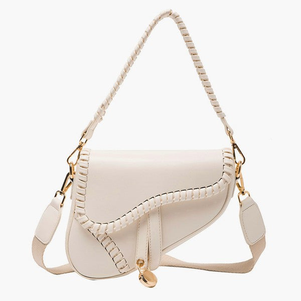 Chic Saddle Crossbody Handbag with Elegant Stitch Detail - Accessoriesforever