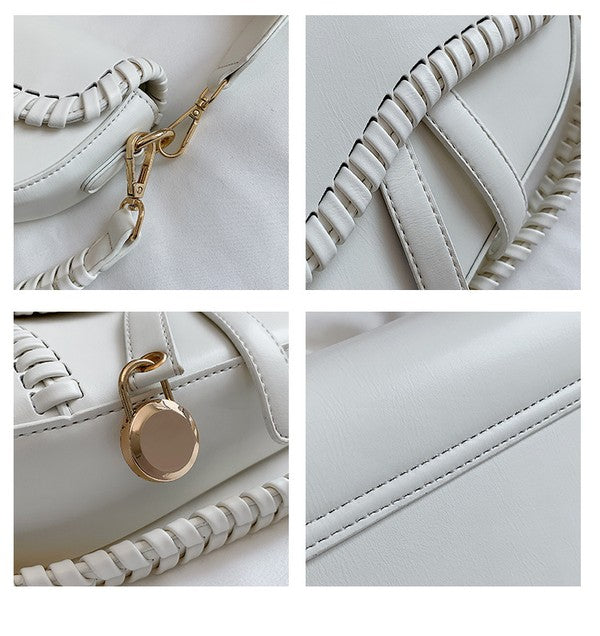 Chic Saddle Crossbody Handbag with Elegant Stitch Detail - Accessoriesforever