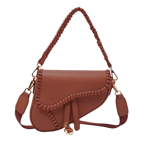 Chic Saddle Crossbody Handbag with Elegant Stitch Detail