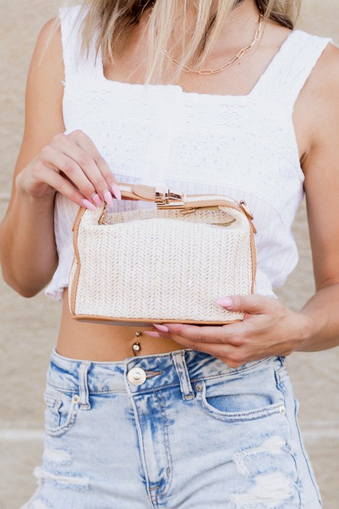 Chic Boho Crochet Top Handle Crossbody Bag