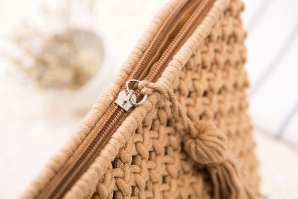 Boho Chic Macrame Crossbody Bag with Woven Design - Accessoriesforever