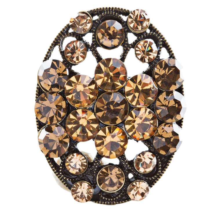 Modern Fashion Crystal Rhinestone Gorgeous Oval Shape Stretch Ring