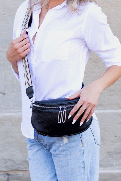 Stylish Hazel Genuine Leather Adjustable Crossbody Sling Bag