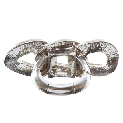 Chain Trio Link Crystal Pave Stretch Ring - Accessoriesforever