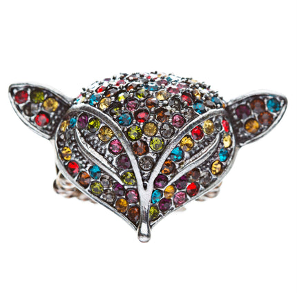 Fox Head Crystal Animal Stretch Adjustable Fashion Ring - Accessoriesforever