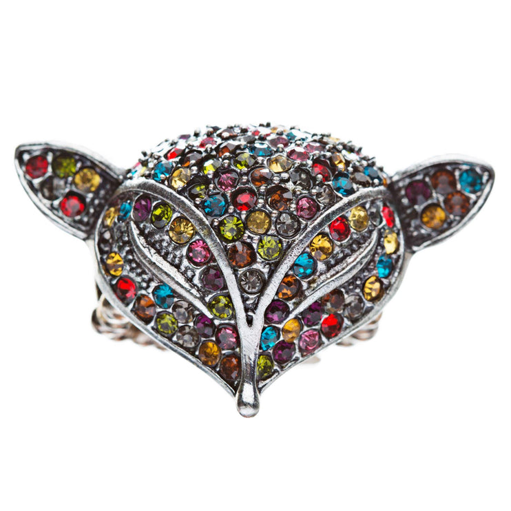 Fox Head Crystal Animal Stretch Adjustable Fashion Ring - Accessoriesforever