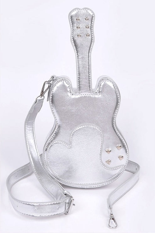 Metallic Guitar Novelty Iconic Swing Crossbody Bag - Accessoriesforever