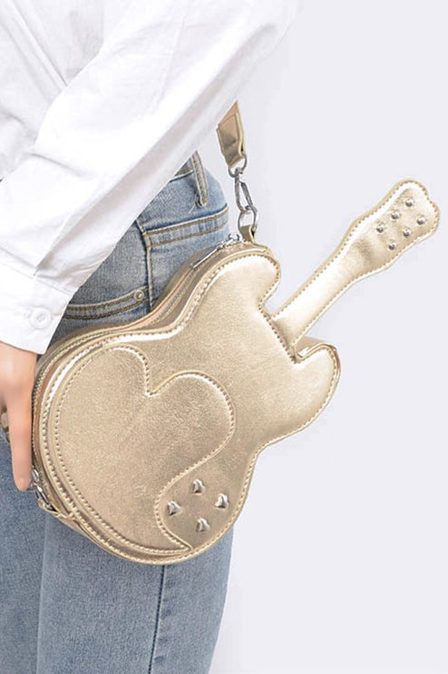 Metallic Guitar Novelty Iconic Swing Crossbody Bag - Accessoriesforever