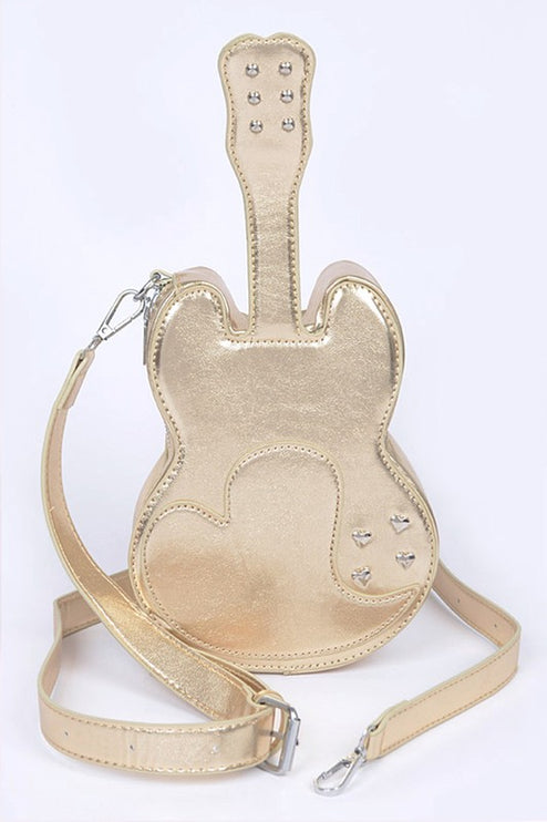 Metallic Guitar Novelty Iconic Swing Crossbody Bag - Accessoriesforever