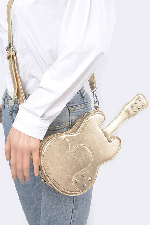 Metallic Guitar Novelty Iconic Swing Crossbody Bag - Accessoriesforever