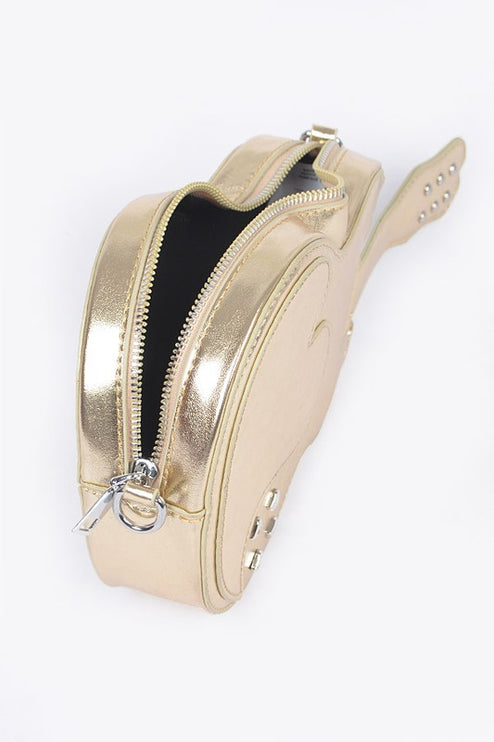 Metallic Guitar Novelty Iconic Swing Crossbody Bag - Accessoriesforever