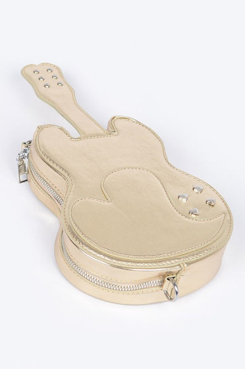 Metallic Guitar Novelty Iconic Swing Crossbody Bag - Accessoriesforever