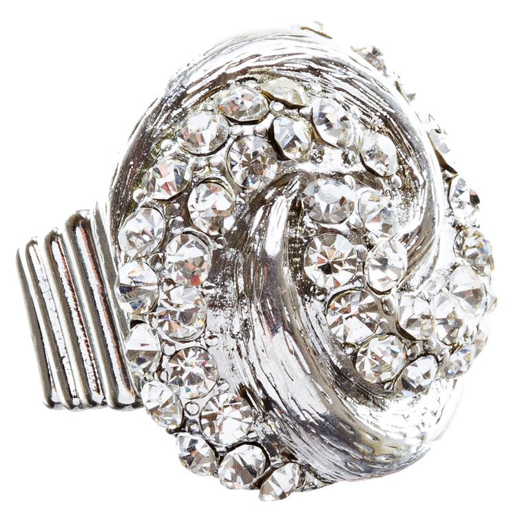 Bridal Wedding Jewelry Crystal Rhinestone Beautiful Spiral Pattern Stretch Ring - Accessoriesforever