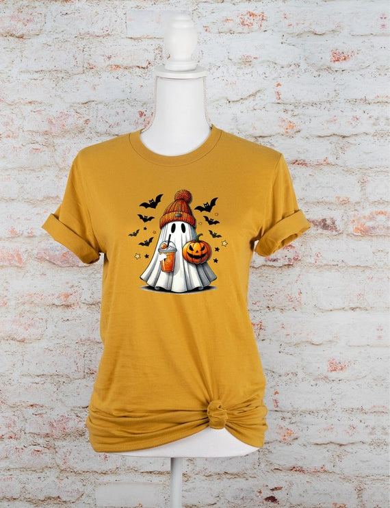 Halloween Ghost Cotton Unisex Fashion Graphic Tee T-Shirt - Accessoriesforever