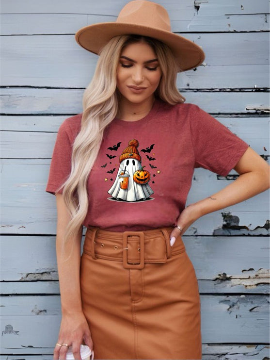 Halloween Ghost Cotton Unisex Fashion Graphic Tee T-Shirt - Accessoriesforever