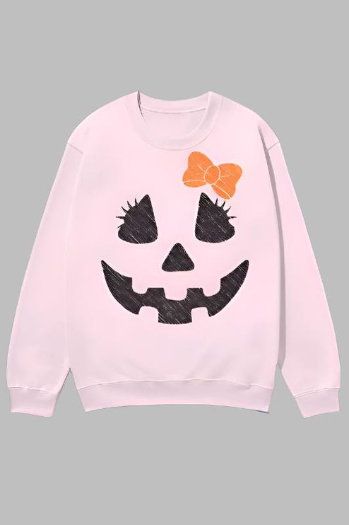 Cute Halloween Jack-O'-Lantern Pullover Oversized Graphic Sweatshirt - Accessoriesforever