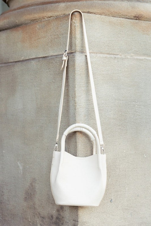 Soft Vegan Leather Bucket Crossbody Tote Bag  with Removable Strap & Mini Pouch