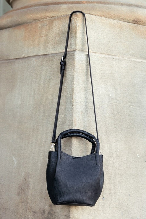 Soft Vegan Leather Bucket Crossbody Tote Bag  with Removable Strap & Mini Pouch