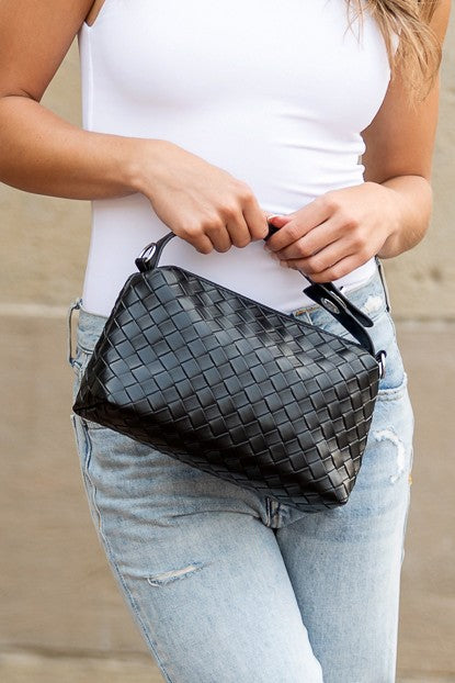 Chic Stylish Vegan Leather Woven Convertible Crossbody Handbag Bag - Accessoriesforever