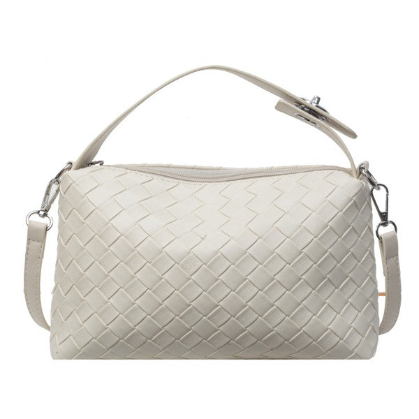 Chic Stylish Vegan Leather Woven Convertible Crossbody Handbag Bag