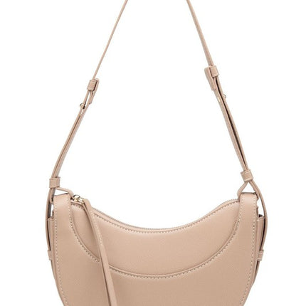 Chic Stylish Vegan Leather Crescent Crossbody Bag