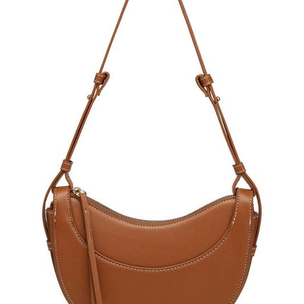 Chic Stylish Vegan Leather Crescent Crossbody Bag