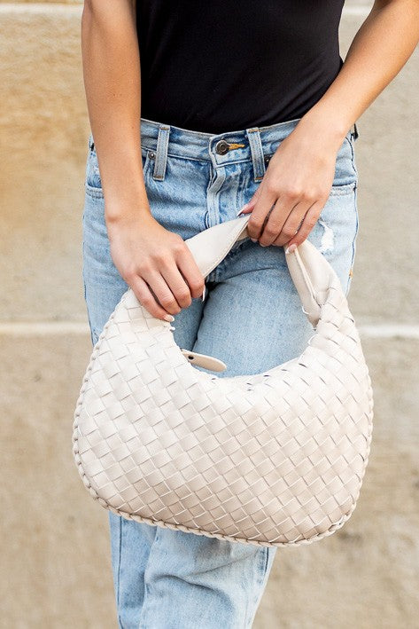 Soft Vegan Leather Woven Handbag