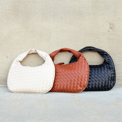 Soft Vegan Leather Woven Handbag