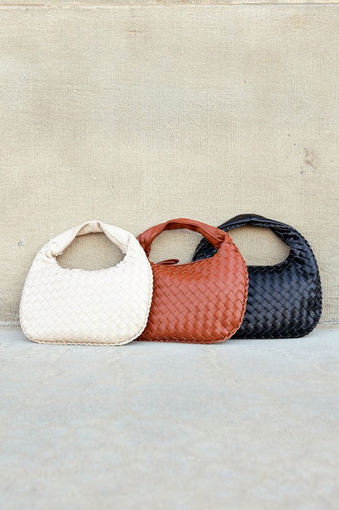 Soft Vegan Leather Woven Handbag