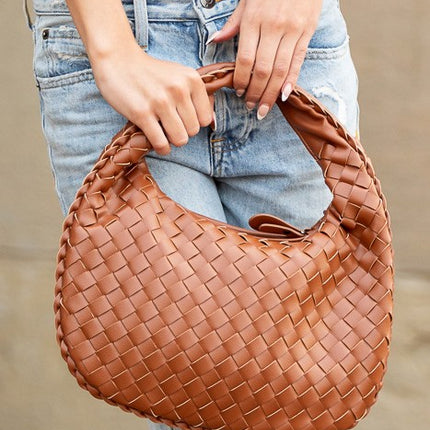 Soft Vegan Leather Woven Handbag