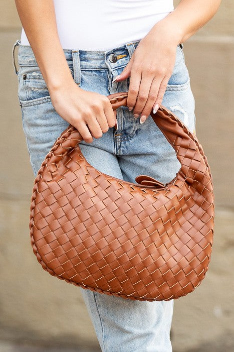 Soft Vegan Leather Woven Handbag