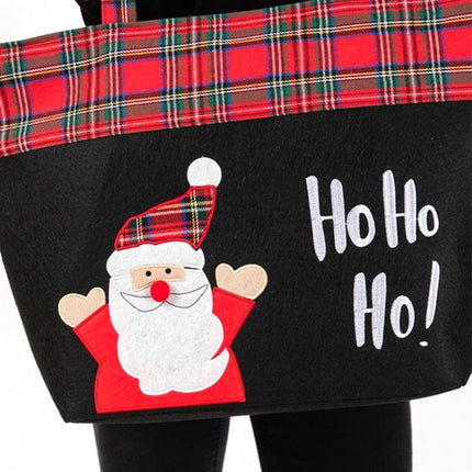 Festive "Ho Ho Ho!" Oversized Santa Tote with Plaid Accents